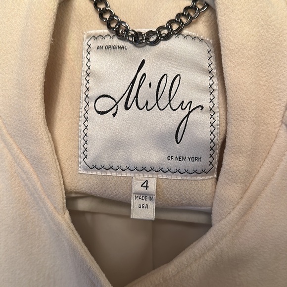 Milly cream cropped crepe jacket coat with very cool sleeve zippers - Picture 4 of 17